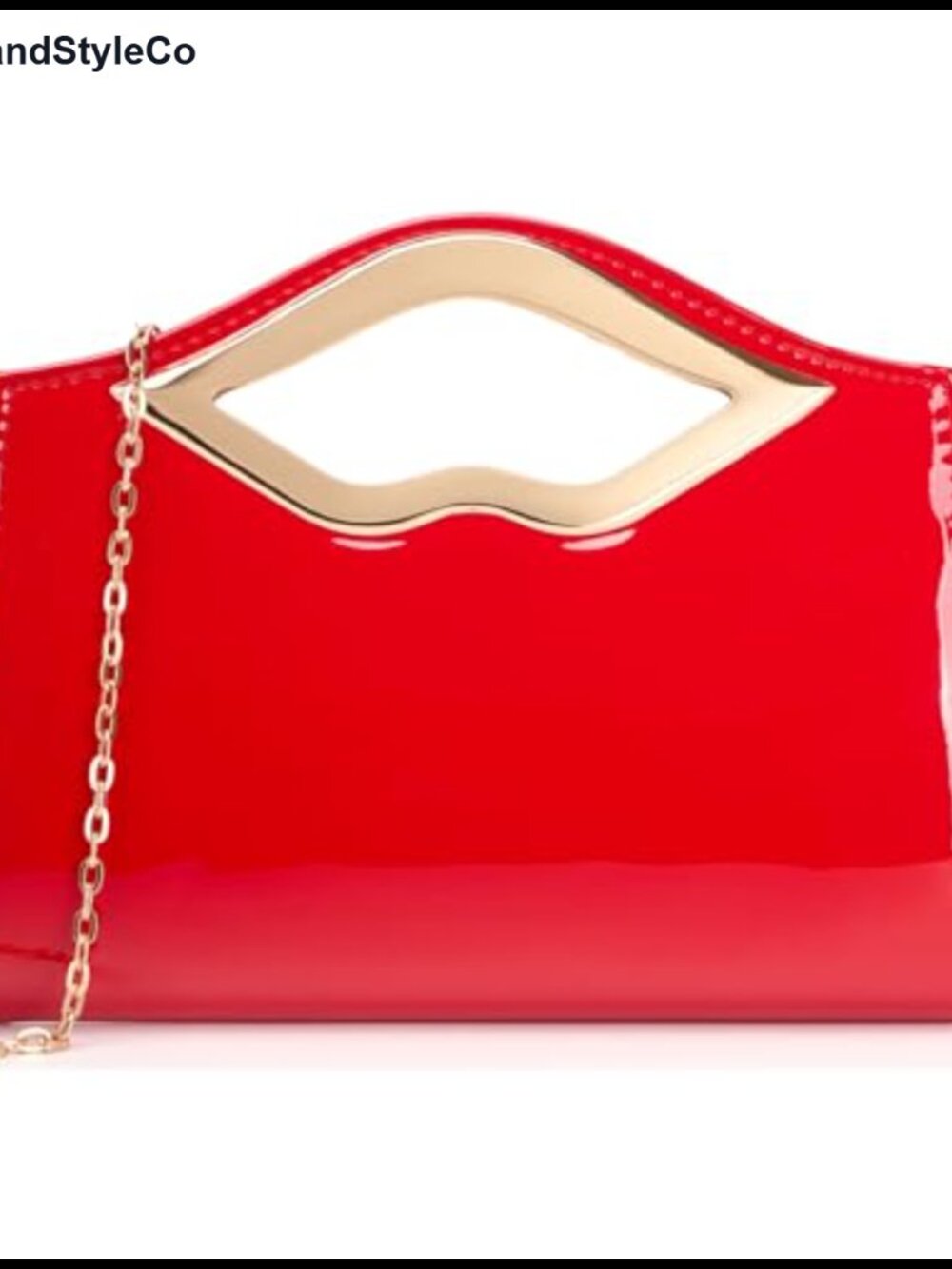 Patent Leather Evening Clutch Purse Lip Metal Grip Handle Handbag Cocktail